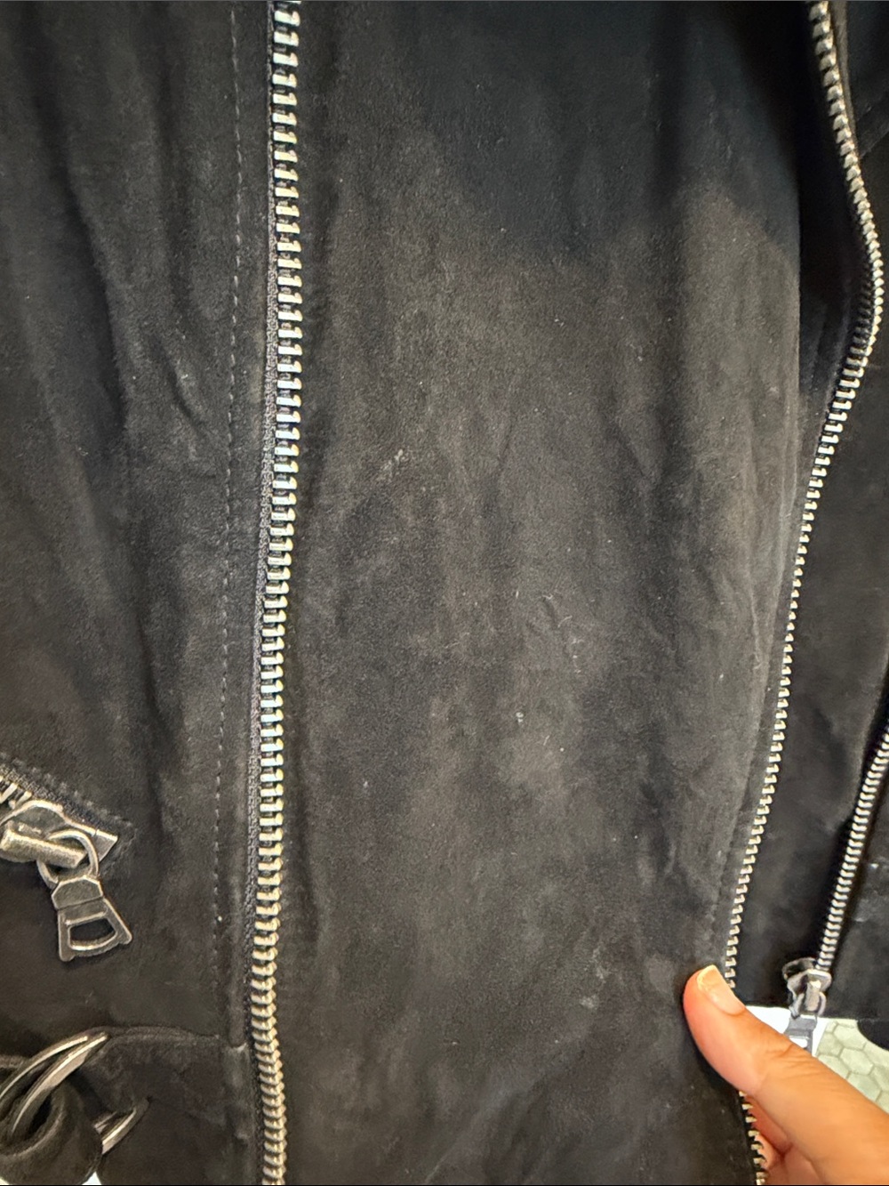 Alice + Olivia Black Suede Moto Jacket - Picture 3 of 7